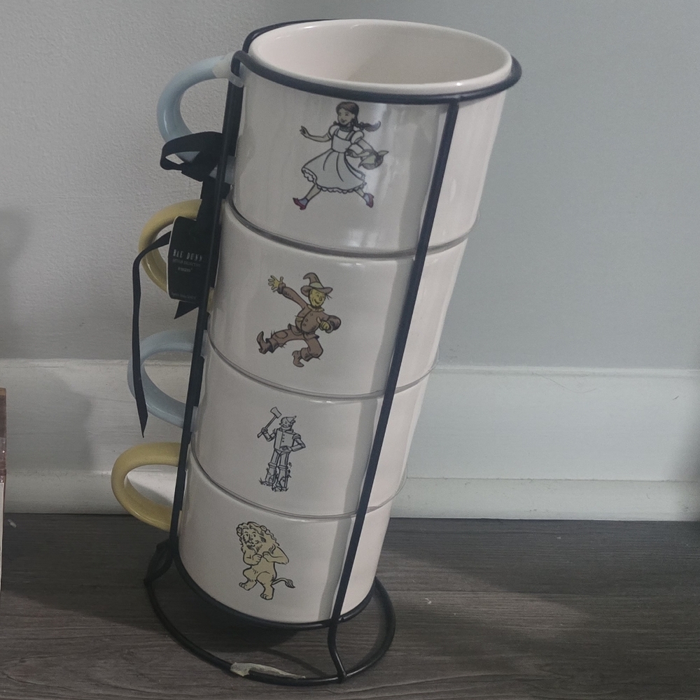 Rae Dunn Wizard of Oz Mug Set - White, Yellow, Blue